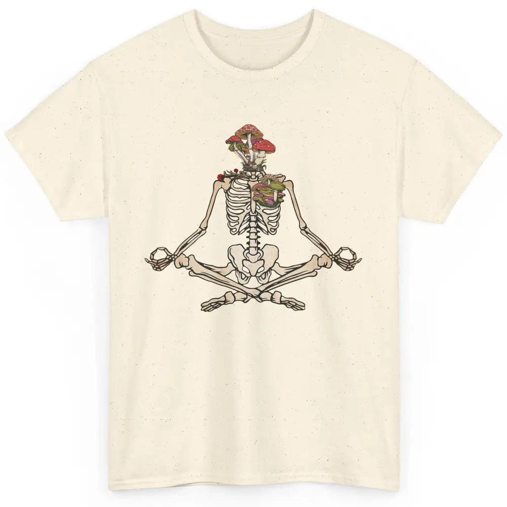 Vintage Skeleton Rib Mushroom Yoga Plants Lover Gardening Classic Unisex T-Shirt