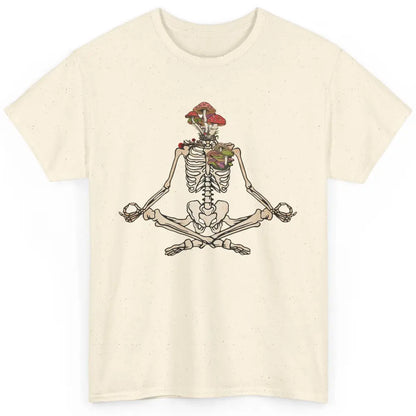 Vintage Skeleton Rib Mushroom Yoga Plants Lover Gardening Classic Unisex T-Shirt