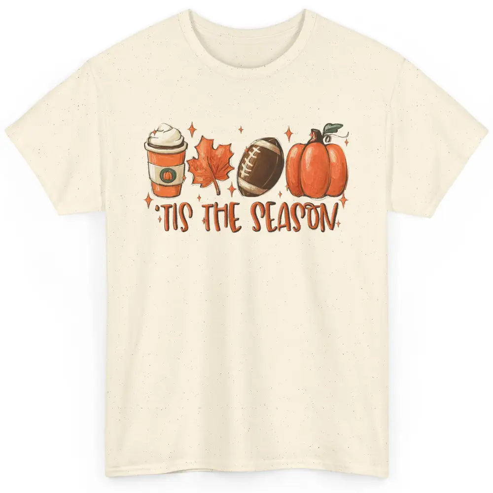 Pumpkin Spice Football Tis The Season Fall Thanksgiving Gift Classic Unisex T-Shirt