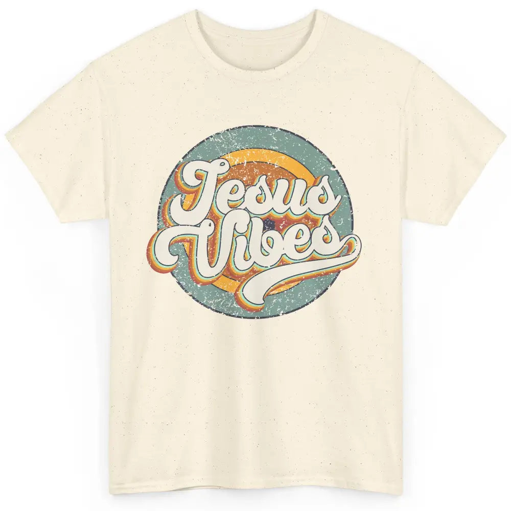 Retro Rainbow Jesus Vibes Bible Verse Christian Religious Classic Unisex T-Shirt