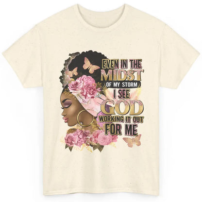 Black Girl In The Midst Of Storm Afro Woman Christian Belief Classic Unisex T-Shirt