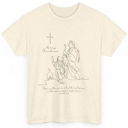 Merry Christmas Unto Us Child Is Born Christian Bible Verse Classic Unisex T-Shirt
