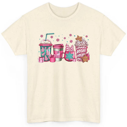 Pink Christmas Coffee Christmas Tree Cake Christmas Lovers Classic Unisex T-Shirt