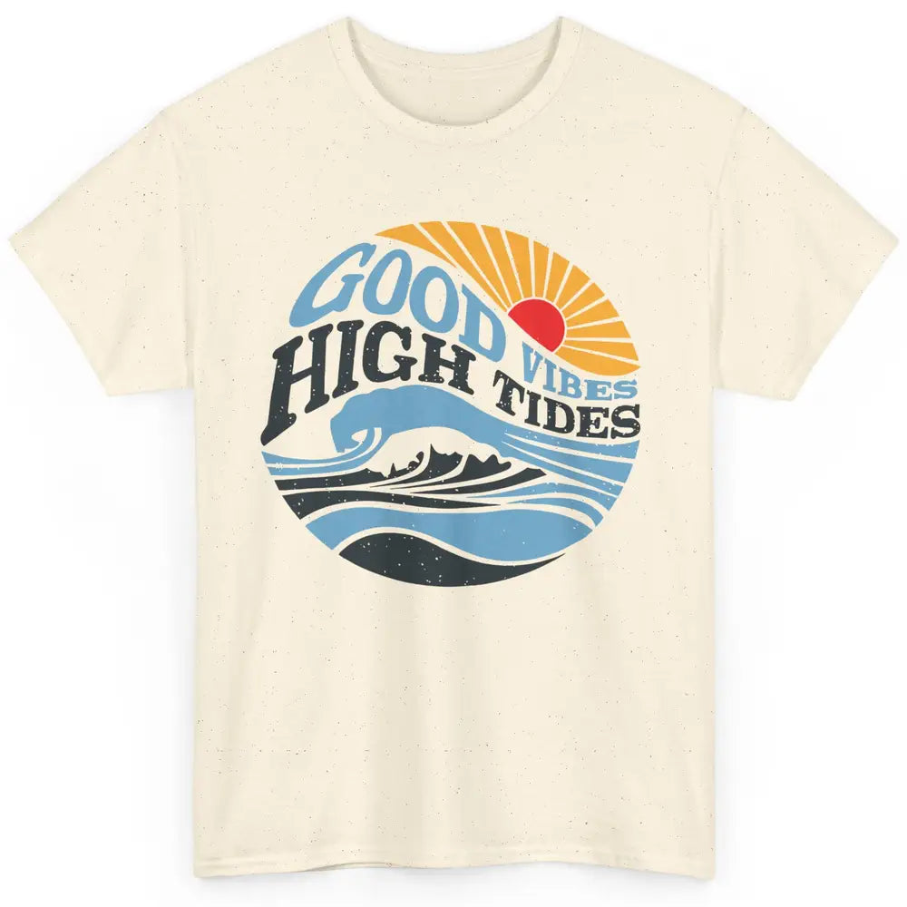 Retro Rainbow Sunrise Good Vibes High Tides Positive Vibes Classic Unisex T-Shirt