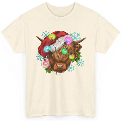 Christmas Highland Cow Xmas Light Western Christmas Cow Classic Unisex T-Shirt