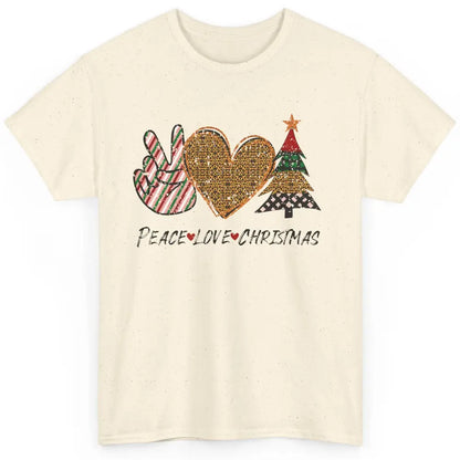 Peace Love Christmas Leopard Merry Christmas Vintage Retro Classic Unisex T-Shirt