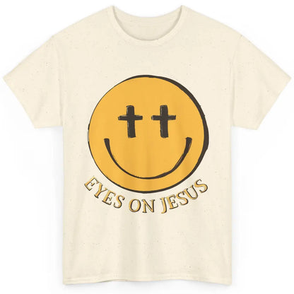 Retro Smiling Face Eyes On Jesus Christian Faith Religious Classic Unisex T-Shirt