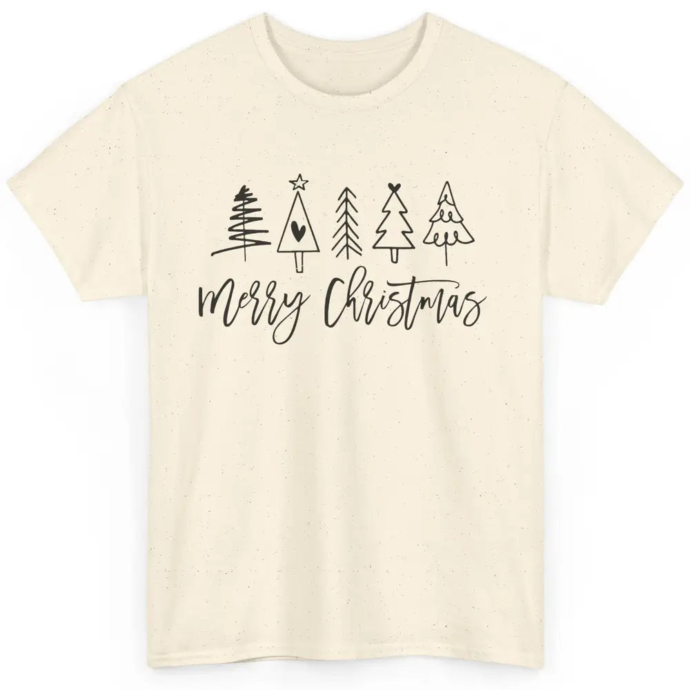 Merry Christmas Tree Heart Doodle Drawing Christmas Costume Classic Unisex T-Shirt