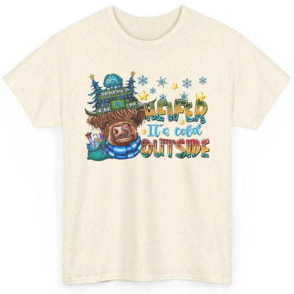 Retro Christmas Highland Cow Heifer It's Cold Outside Winter Classic Unisex T-Shirt