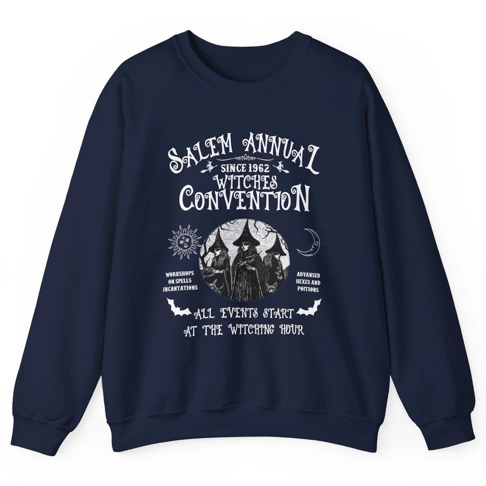 Retro Salem Annual Witches Convention Halloween Witch Magic Unisex Crewneck Sweatshirt