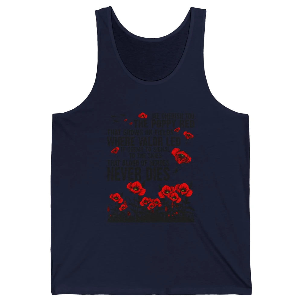 Memorial Day We Cherish Too The Poppy Red US Veteran Unisex Jersey Tank