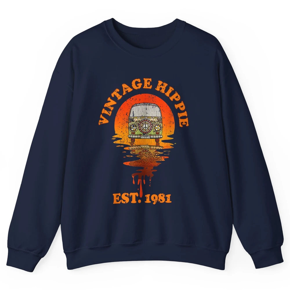 Vintage Hippie 1981 40th Birthday Hippie Van Peace Lovers Unisex Crewneck Sweatshirt