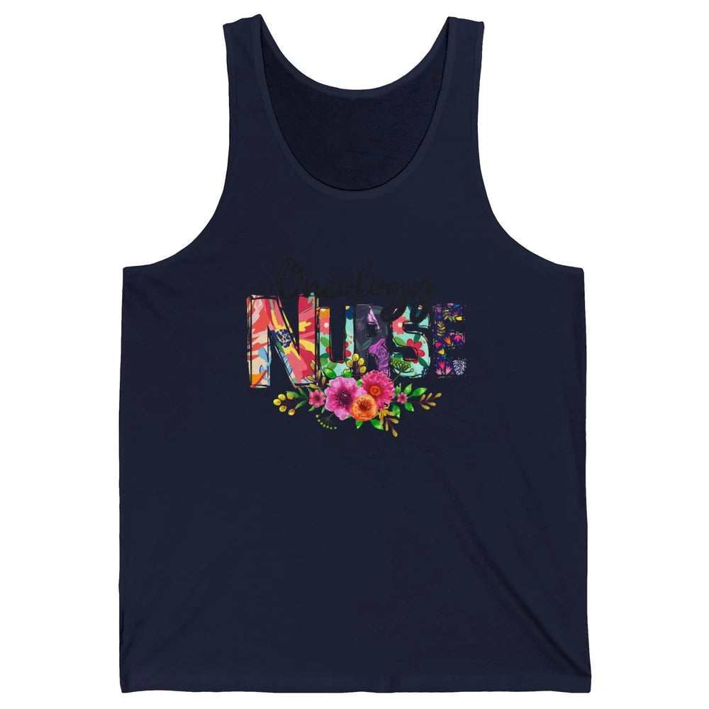 Oncology Nurse With Flowers Nurse Life Proud Oncology Nurse Unisex Jersey Tank