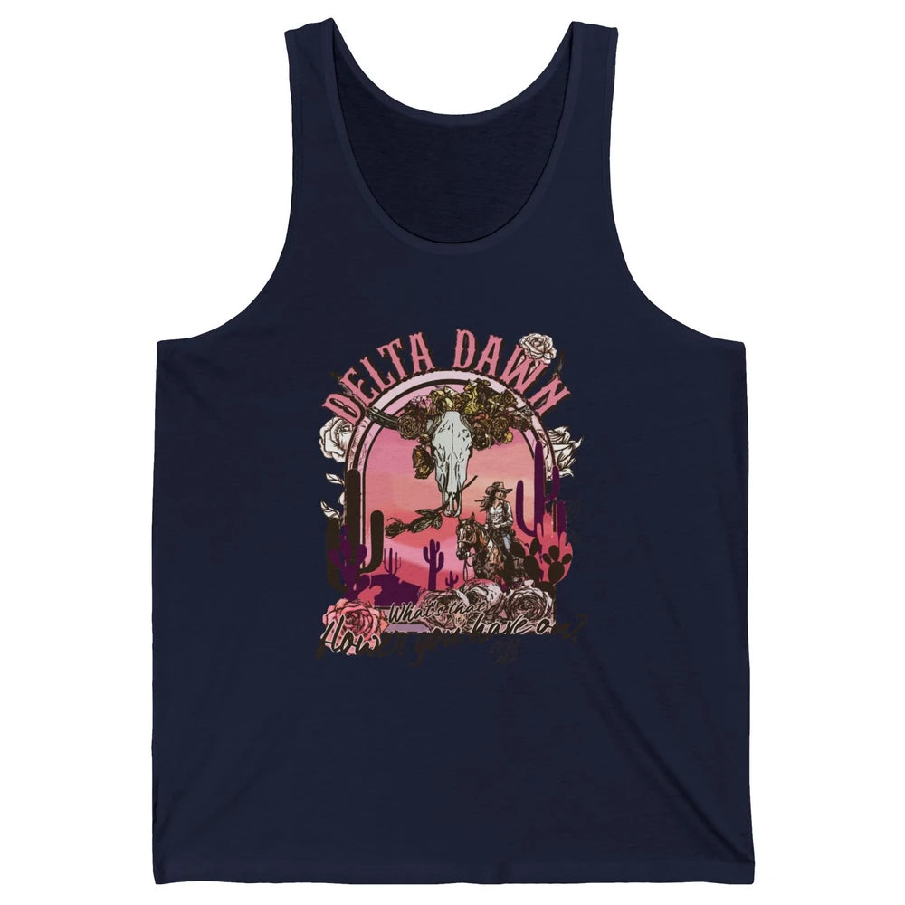 Floral Boho Bull Skull Delta Dawn Desert Western Country Unisex Jersey Tank
