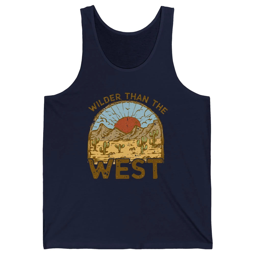 Retro Wilder Than The West Western Country Sunset Desert Unisex Jersey Tank