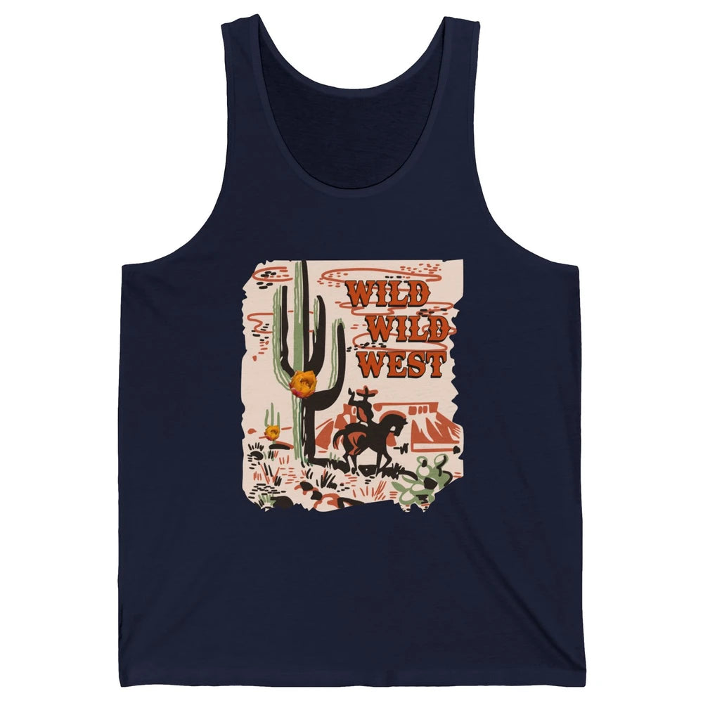 Retro Cowboy Wild Wild West Desert Cactus Western Cowgirl Unisex Jersey Tank