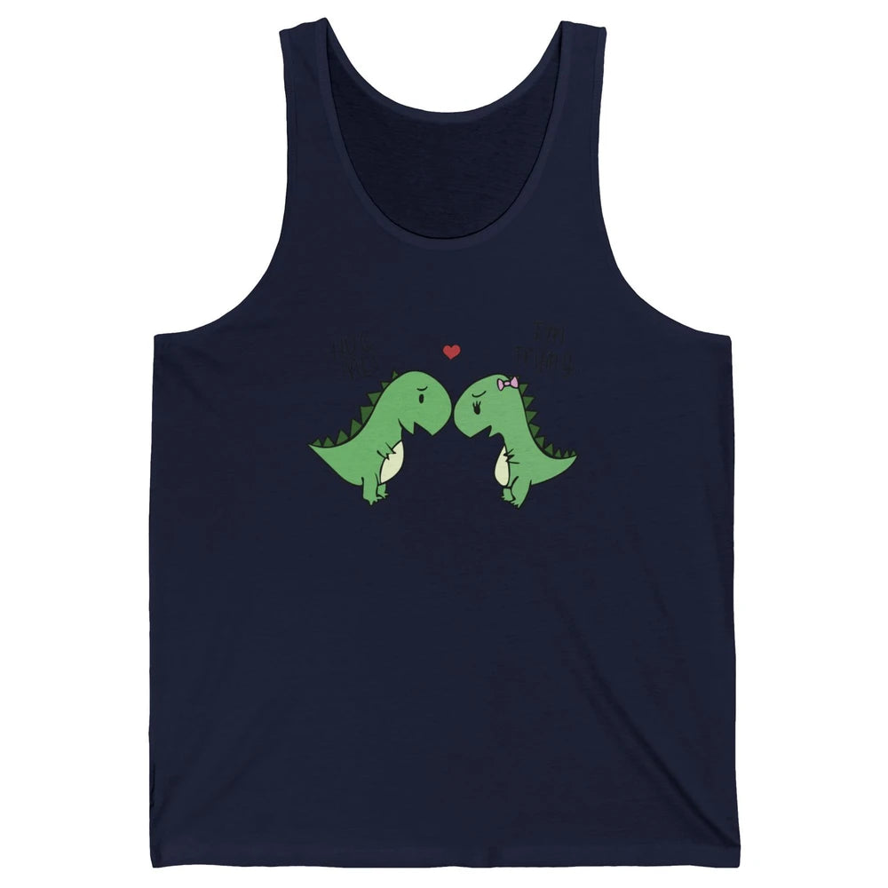 Cute Dinosaurs Hug Me I'm Trying Funny Dinosaur T-Rex Couple Unisex Jersey Tank