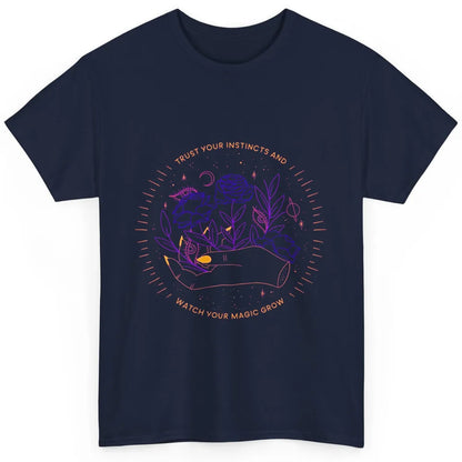 Watch Magic Grow Mystical Moon Witchy Hand Floral Rose Goth Classic Unisex T-Shirt