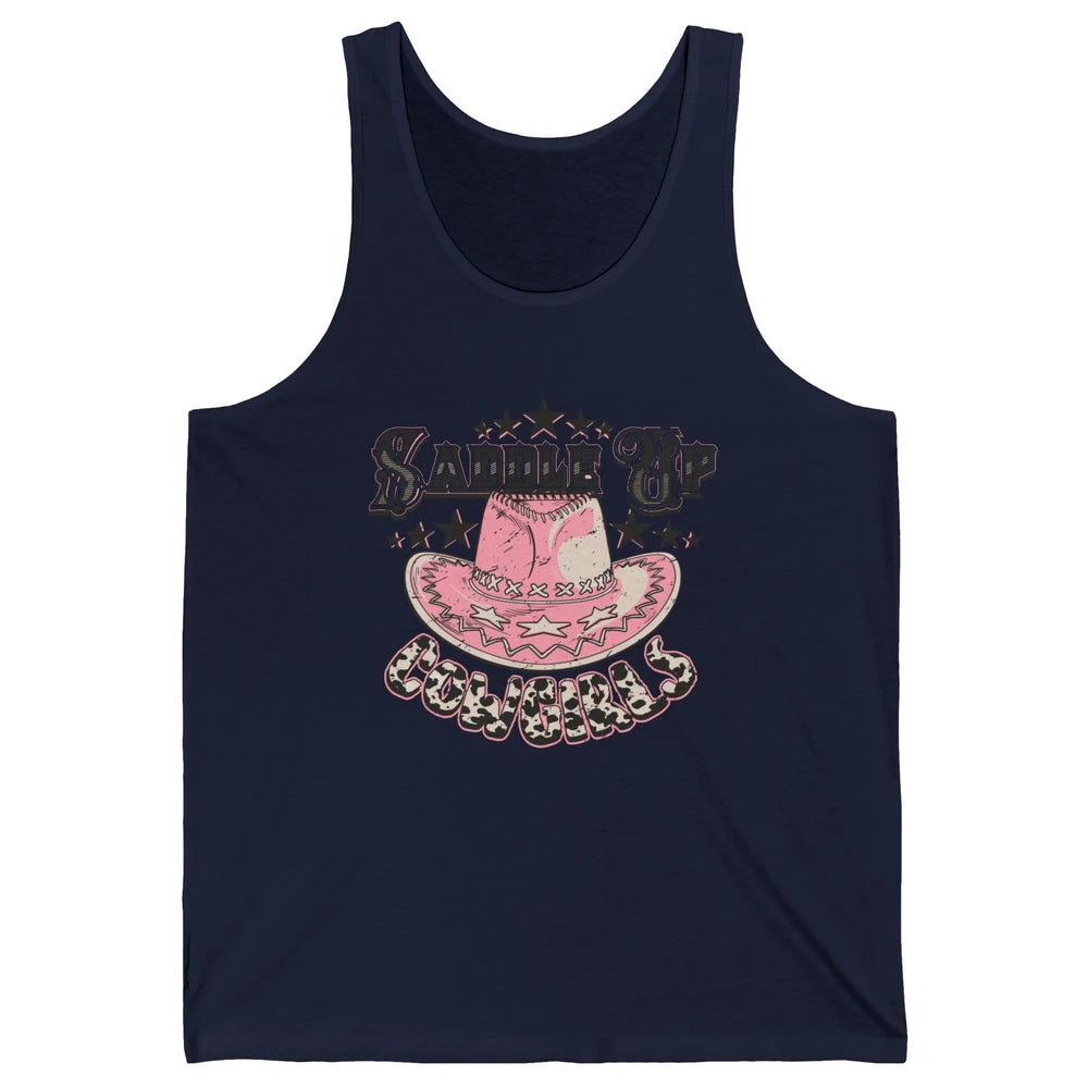 Cowgirl Hat Cow Print Saddle Up Cowgirl Western Country Gift Unisex Jersey Tank