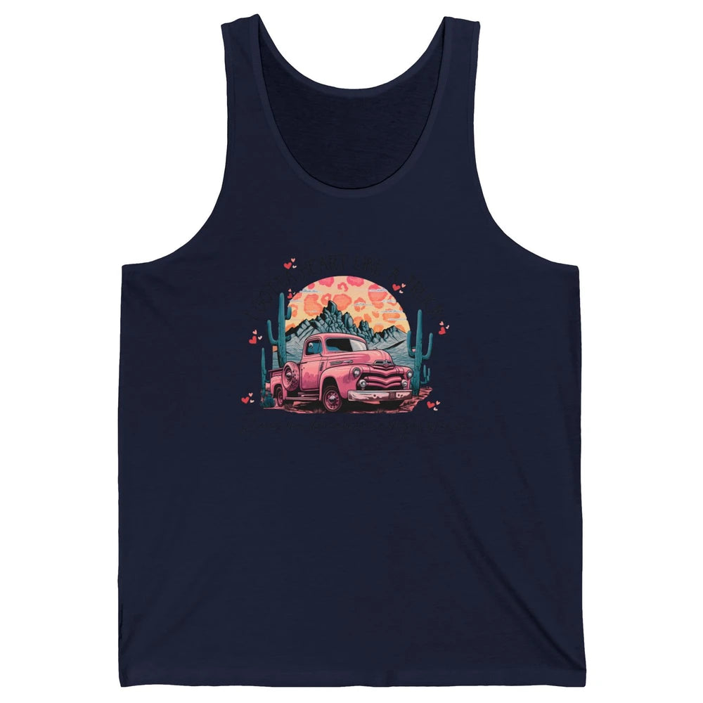 Retro Desert Cactus Got A Heart Like Truck Western Valentine Unisex Jersey Tank