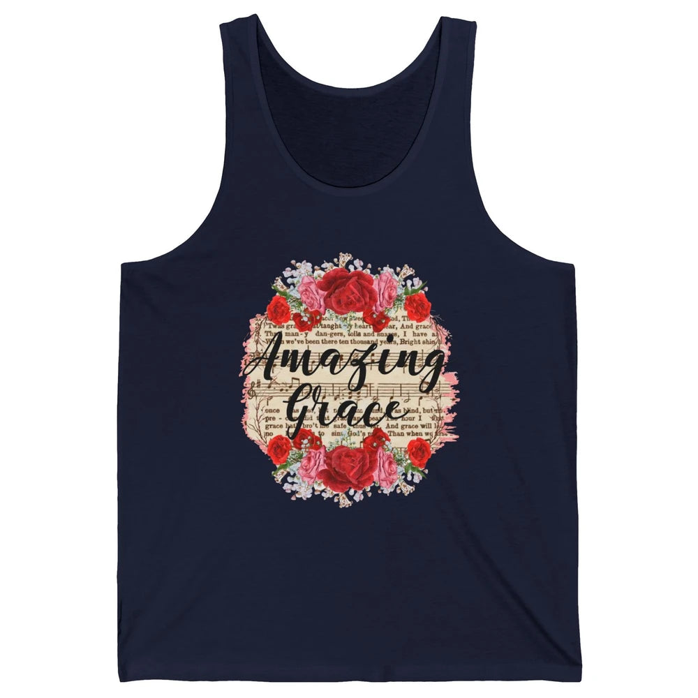 Floral Amazing Grace Jesus Lovers Christian Religious Gift Unisex Jersey Tank