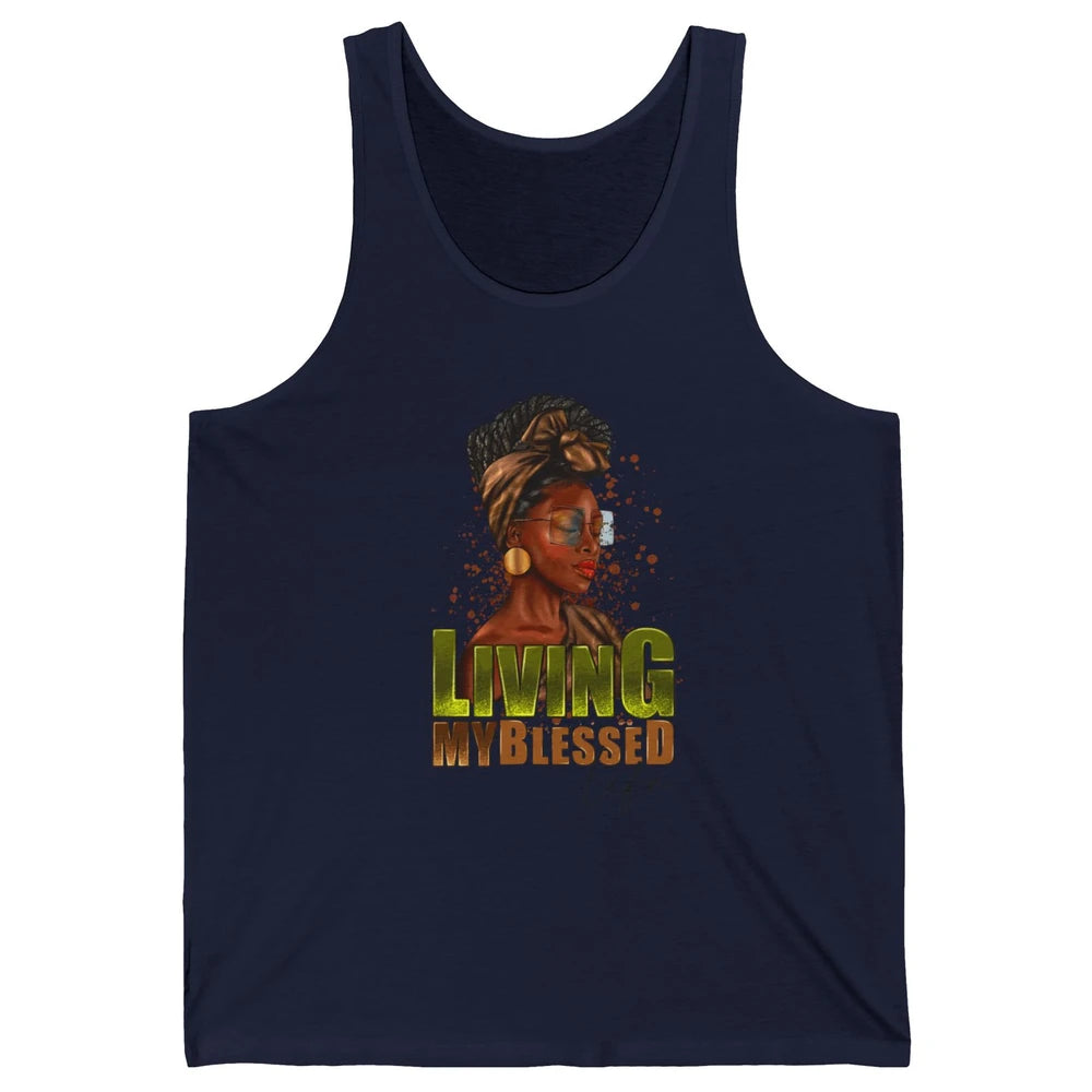 Afro Black Queen Living My Blessed Life Christian Queen Unisex Jersey Tank