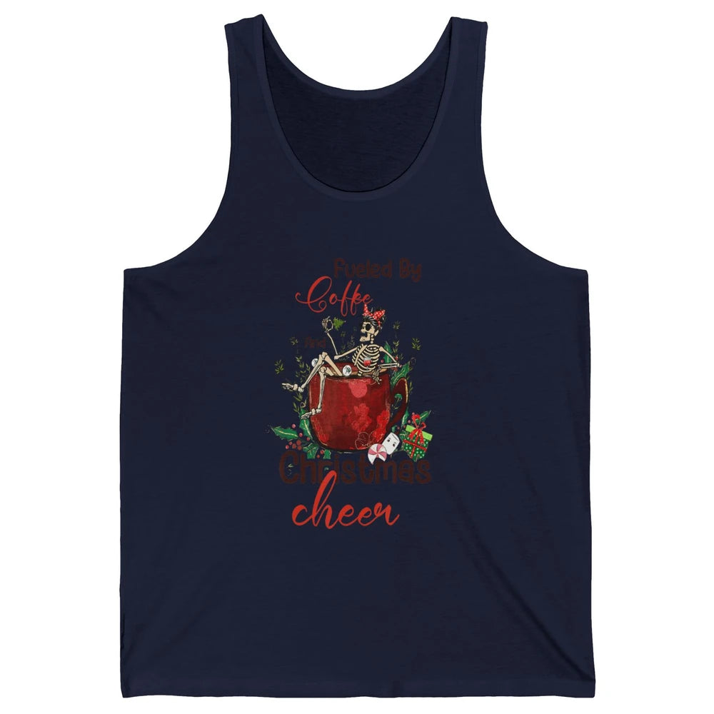 Merry Christmas Skeleton Drink Fueled By Coffee Xmas Latte Unisex Jersey Tank