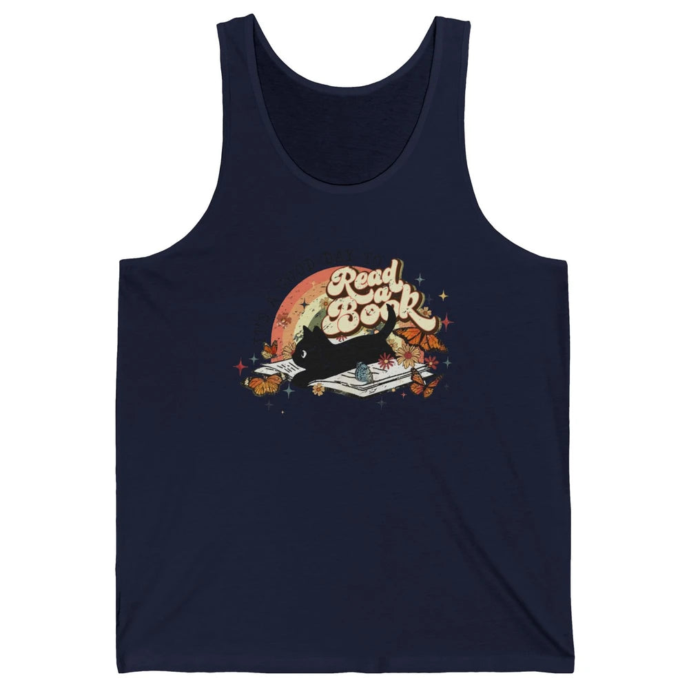 Retro Vintage Black Cat Its A Good Day To Read A Book Reader Unisex Jersey Tank