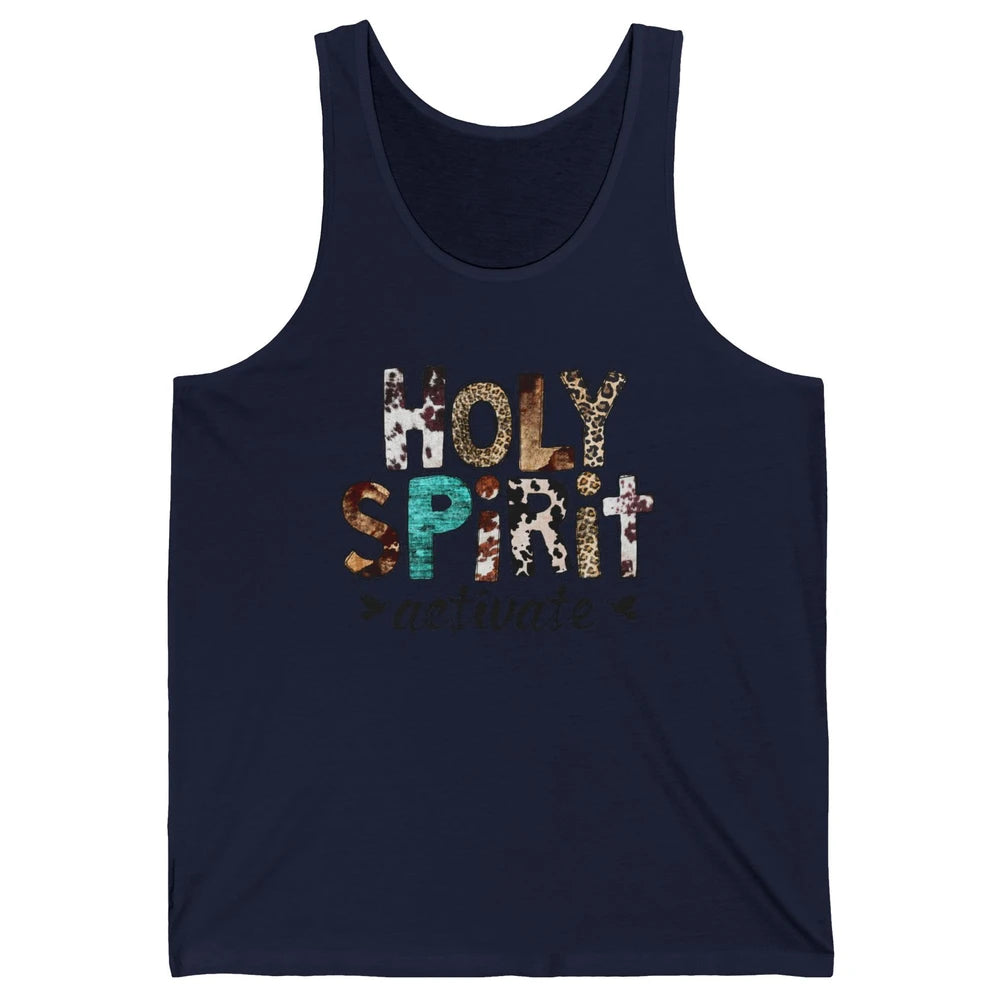 Retro Leopard Holy Spirit Activate Cowboy Rodeo Western Girl Unisex Jersey Tank
