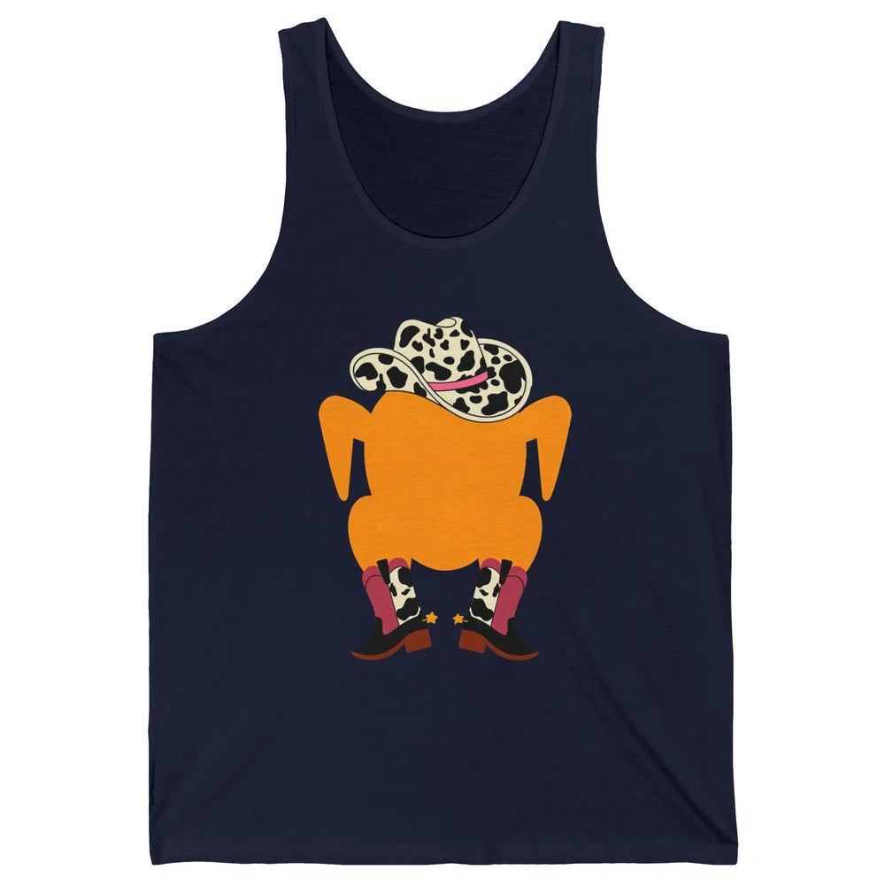 Funny Turkey Cowboy Boots Western Country Thanksgiving Day Unisex Jersey Tank