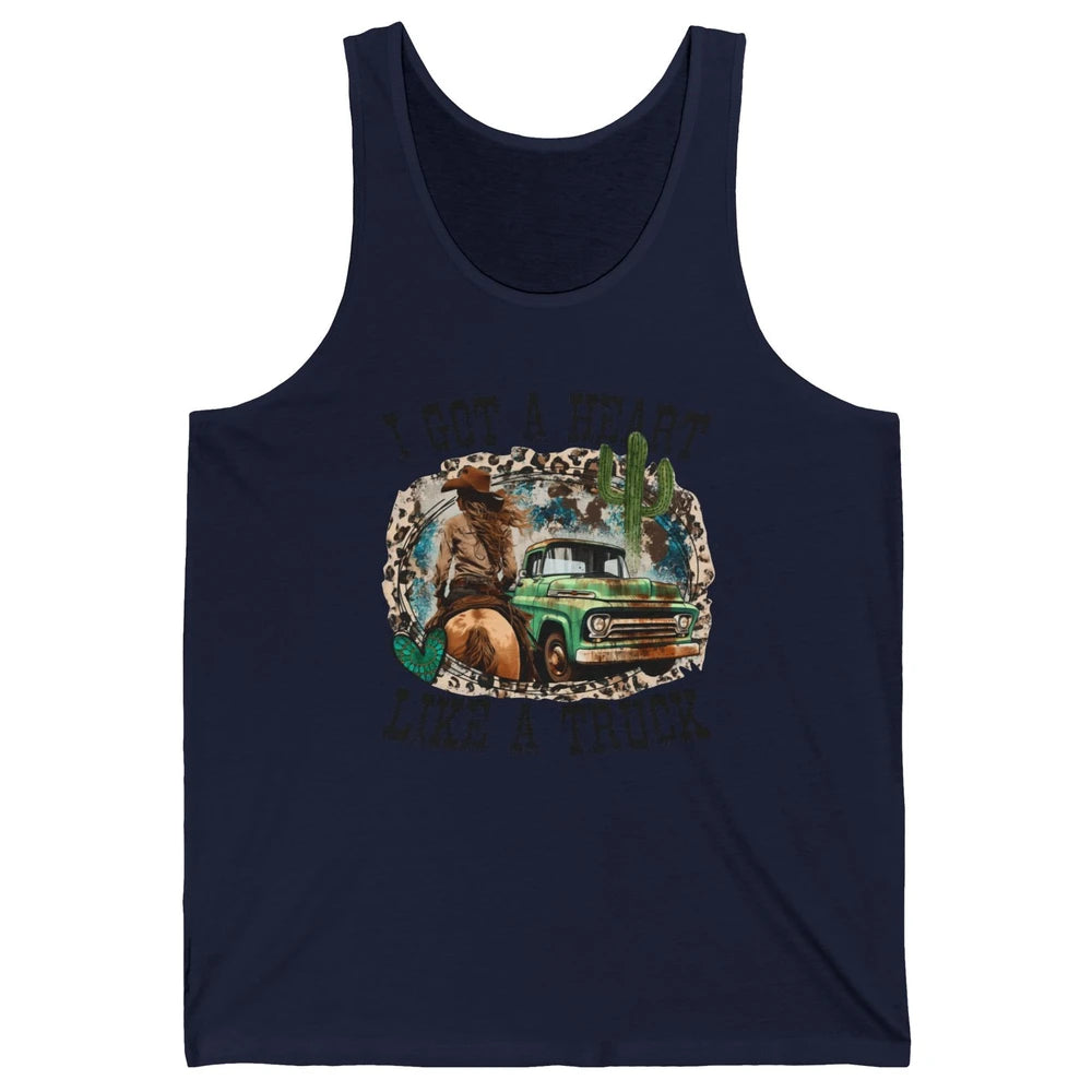 Leopard Cowgirl I Got A Heart Like A Truck Western Country Unisex Jersey Tank