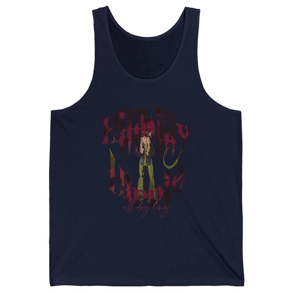 Retro Cowgirl Hillbilly Hippie All Day Long Western Country Unisex Jersey Tank