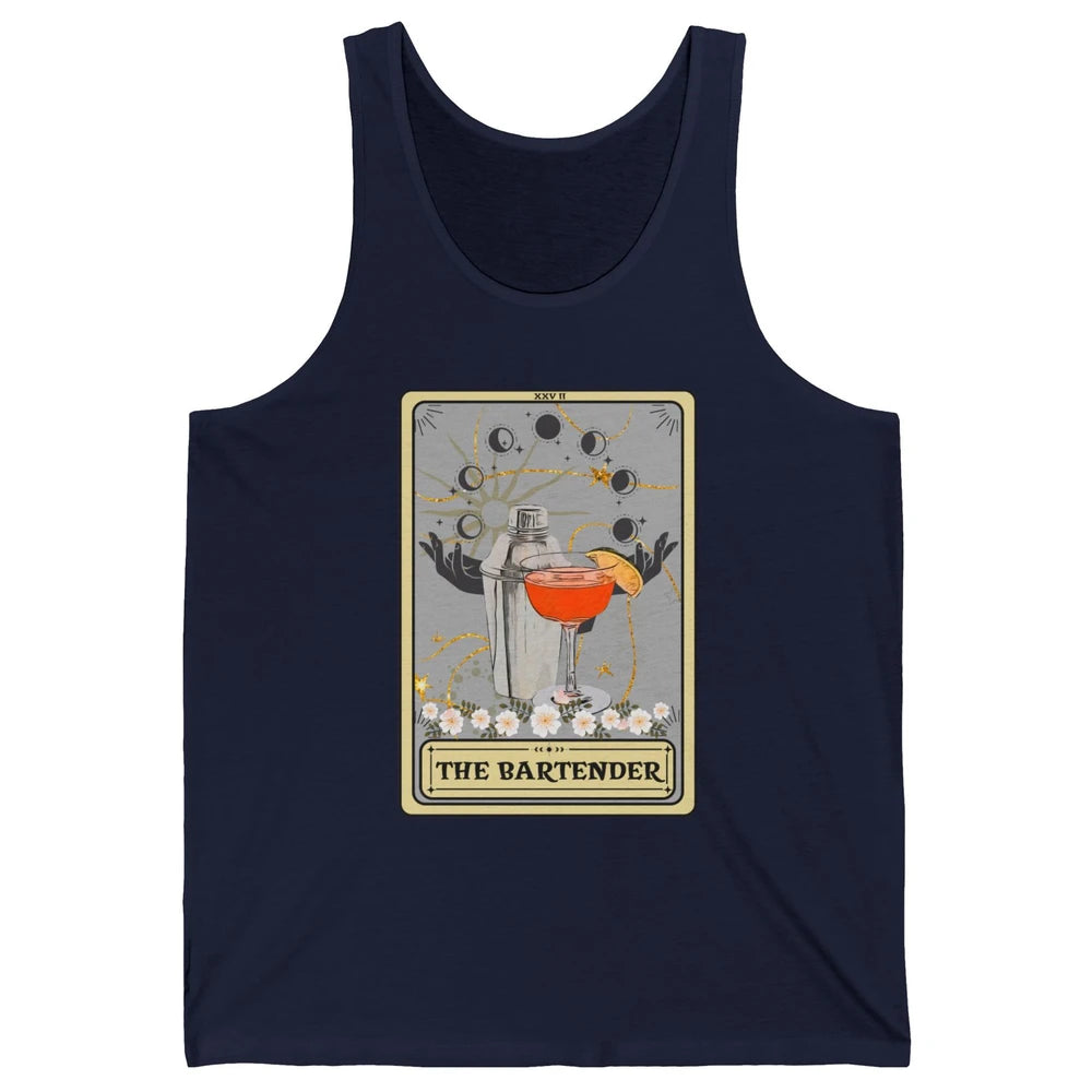 Retro The Bartender Tarot Card Barista Halloween Bartender Unisex Jersey Tank