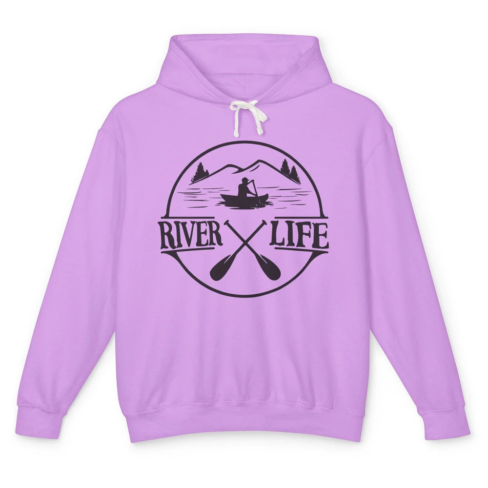 Retro River Life Is Better On The River Kayaking Canoe Unisex Lightweight Hoodie