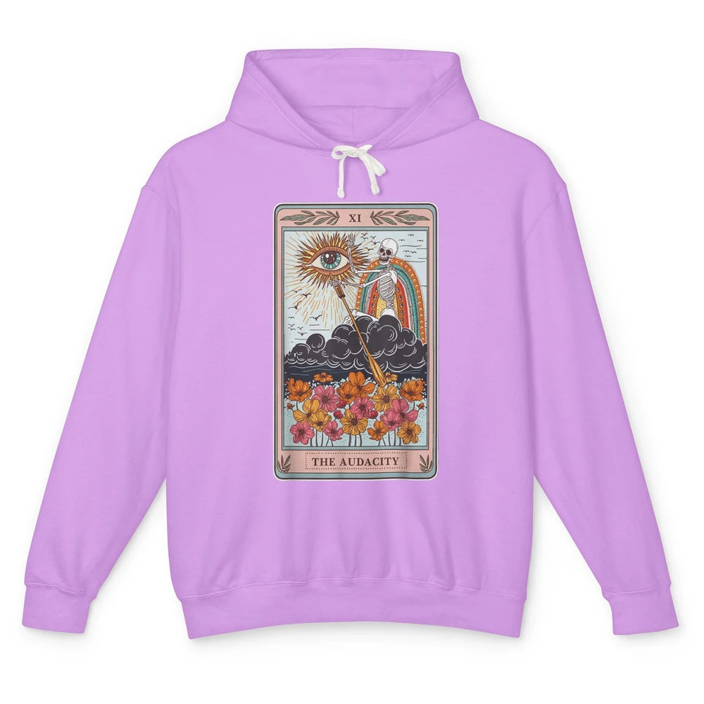 Tarot Card The Audacity Skeleton Mystical Eye Aesthetic Goth Unisex Lightweight Hoodie