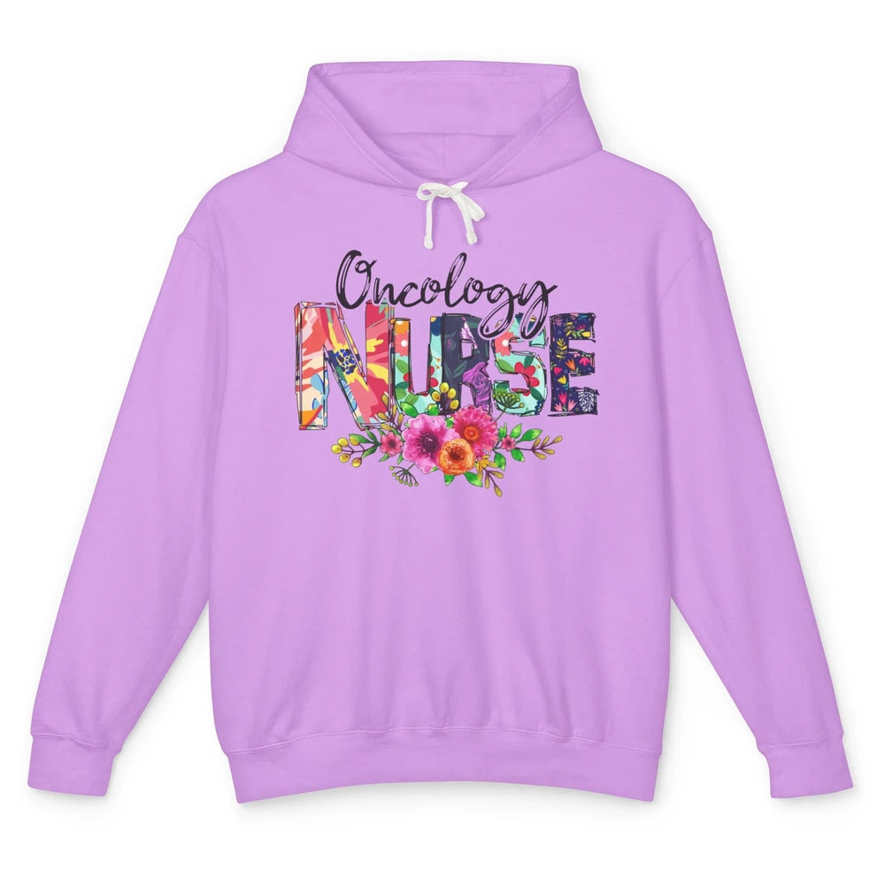 Oncology Nurse With Flowers Nurse Life Proud Oncology Nurse Unisex Lightweight Hoodie