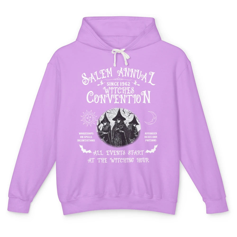 Retro Salem Annual Witches Convention Halloween Witch Magic Unisex Lightweight Hoodie