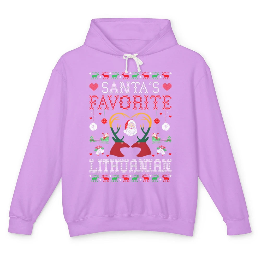 Merry Christmas Santa Favorite Lithuanian Xmas Ugly Santa Unisex Lightweight Hoodie