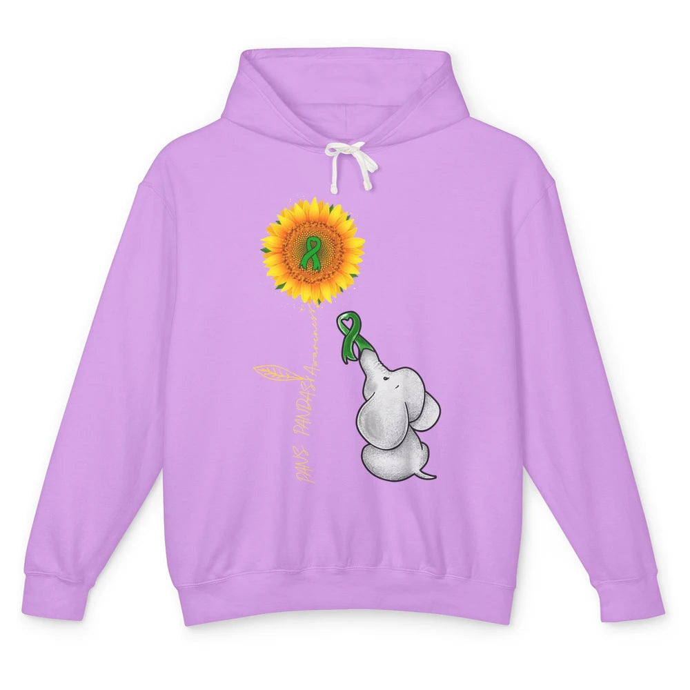 PANS/PANDAS Awareness Green Ribbon Sunflower Baby Elephant Unisex Lightweight Hoodie