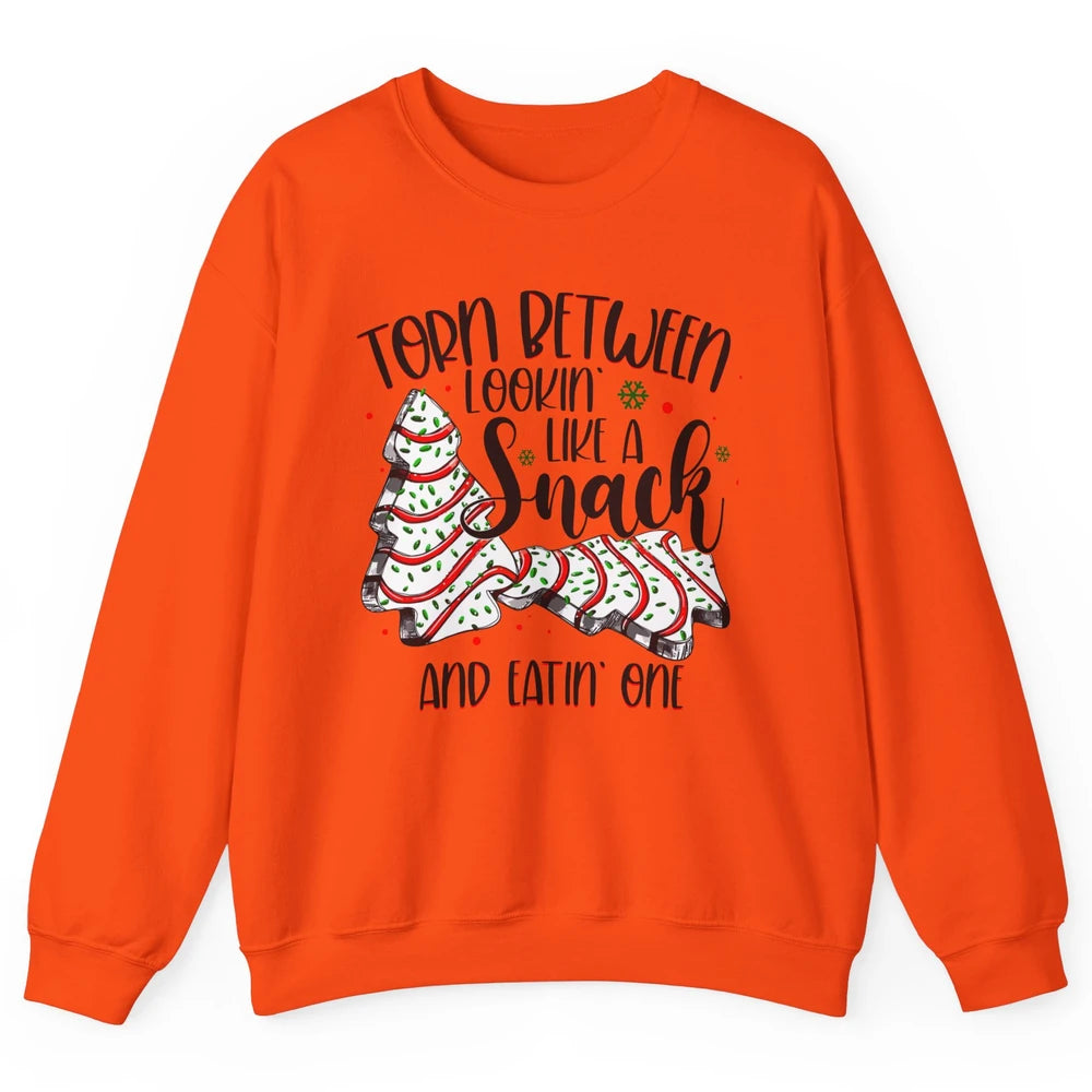 Christmas Tree Cake Torn Between Look Like a Snack Eat One Unisex Crewneck Sweatshirt