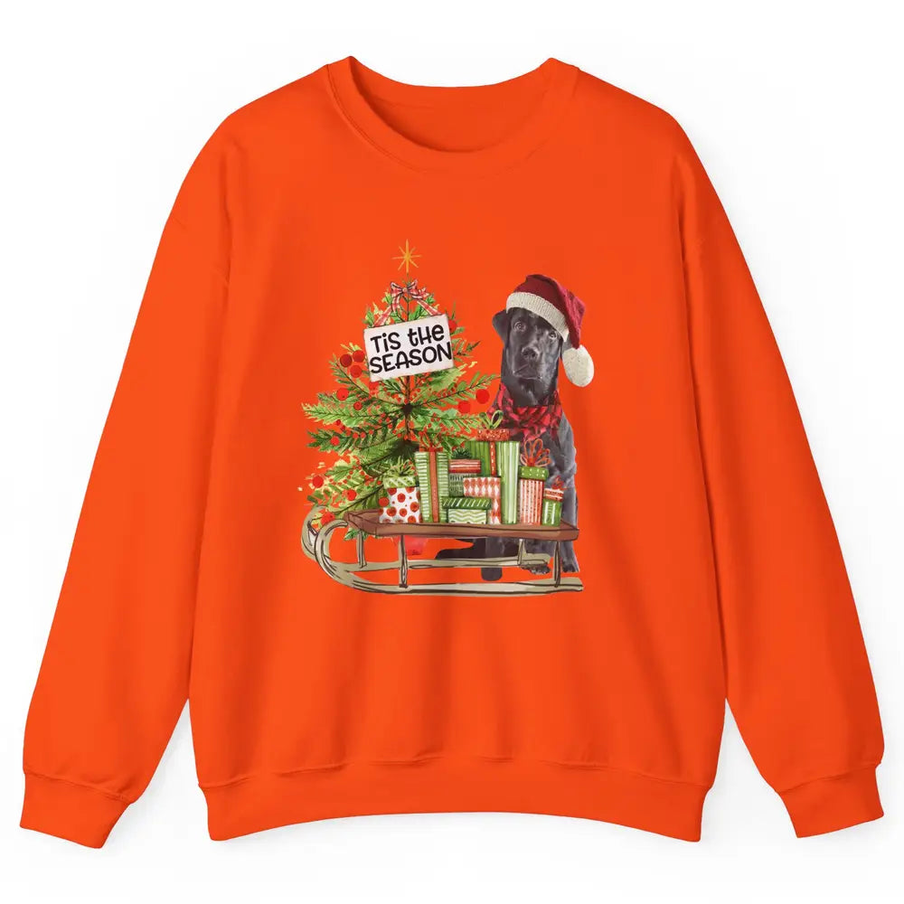 Black Labrador Christmas Tree Tis The Season Black Lab Mom Unisex Crewneck Sweatshirt