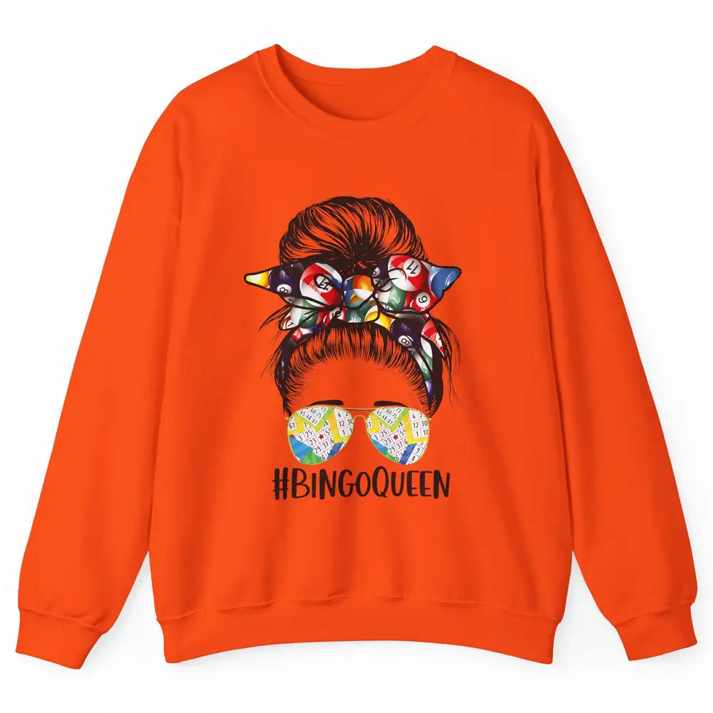 Bingo Life Messy Bun Bandana Gambling Lucky Bingo Player Unisex Crewneck Sweatshirt
