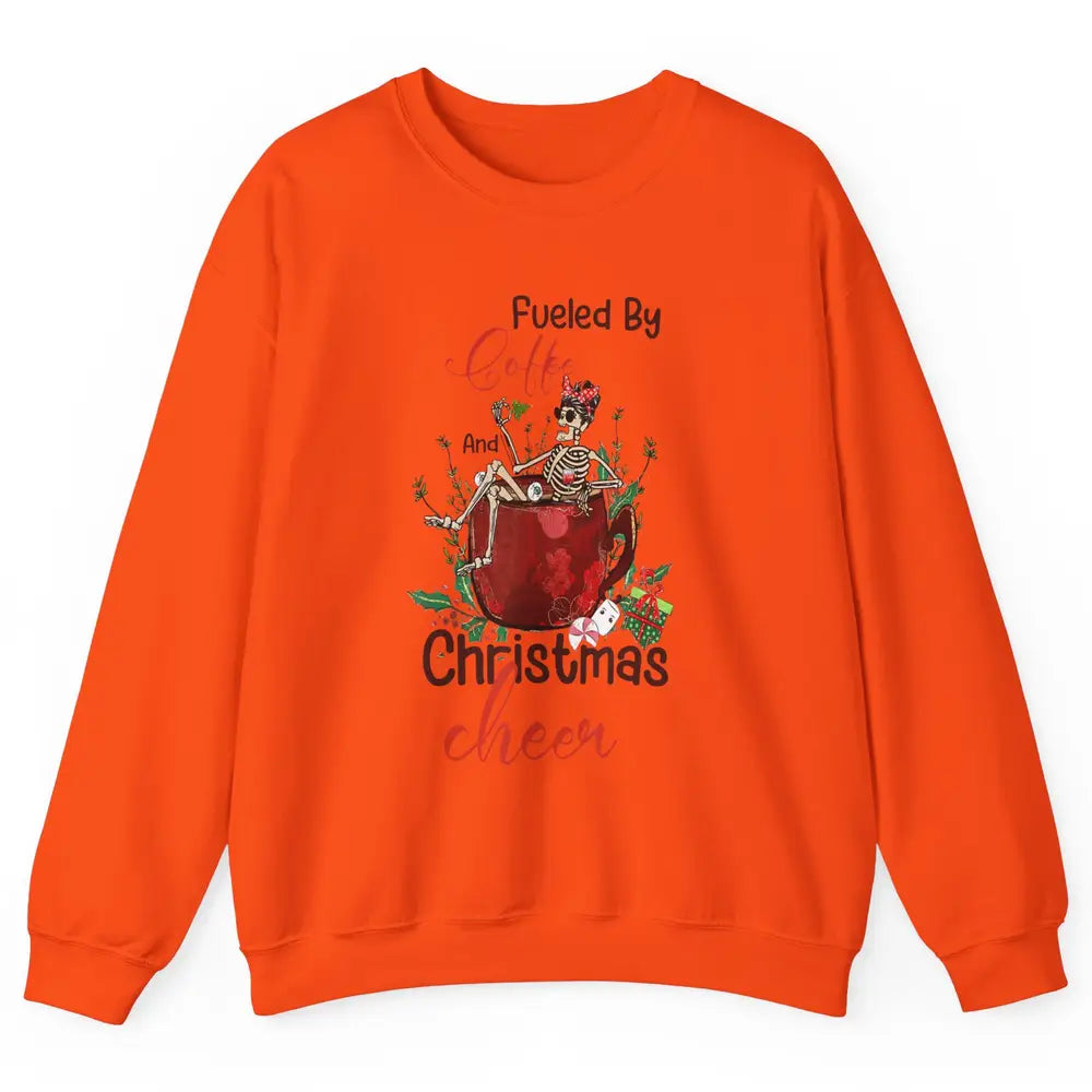 Merry Christmas Skeleton Drink Fueled By Coffee Xmas Latte Unisex Crewneck Sweatshirt