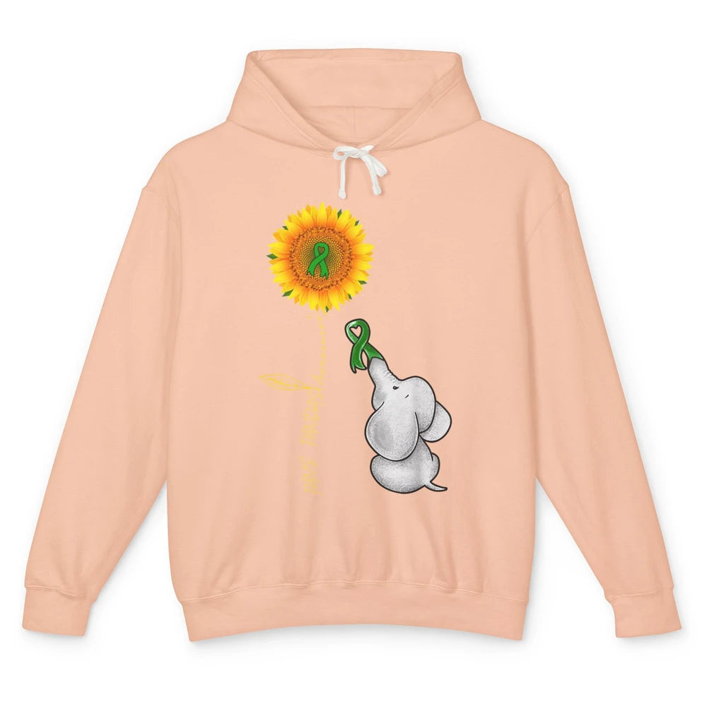 PANS/PANDAS Awareness Green Ribbon Sunflower Baby Elephant Unisex Lightweight Hoodie