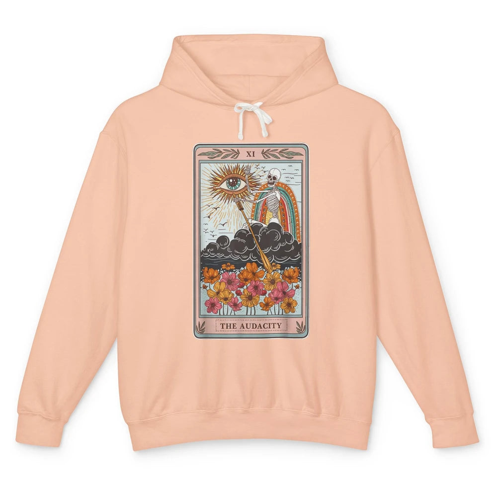 Tarot Card The Audacity Skeleton Mystical Eye Aesthetic Goth Unisex Lightweight Hoodie