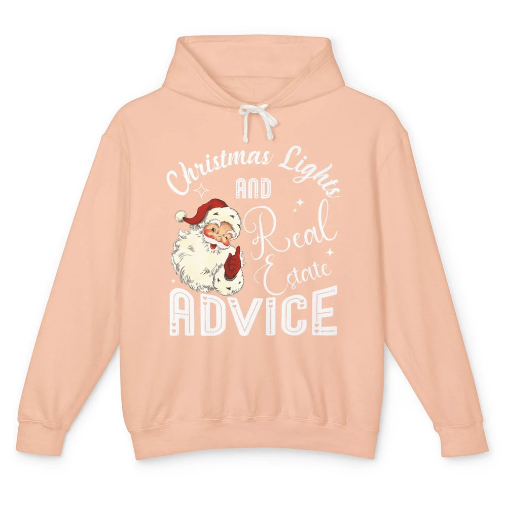 Merry Christmas Xmas Lights Santa Realtor Real Estate Advice Unisex Lightweight Hoodie