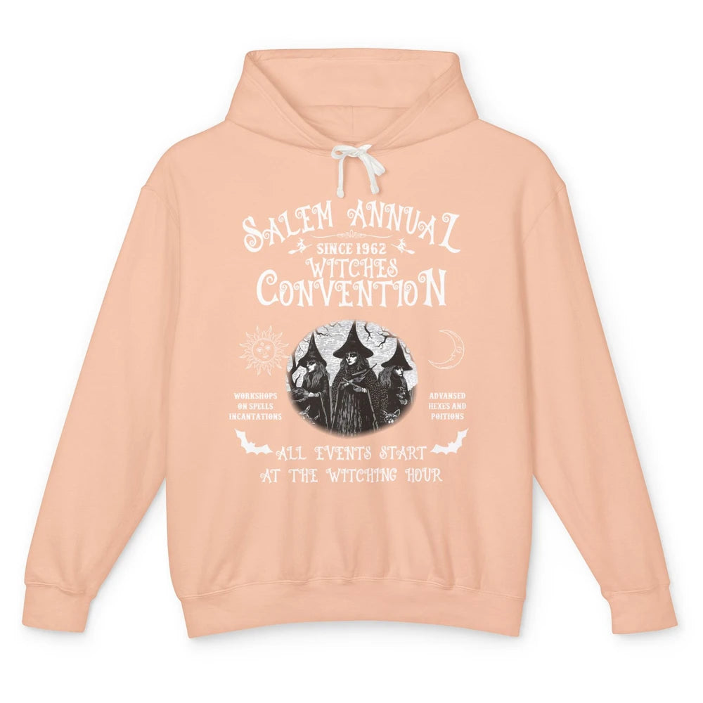 Retro Salem Annual Witches Convention Halloween Witch Magic Unisex Lightweight Hoodie