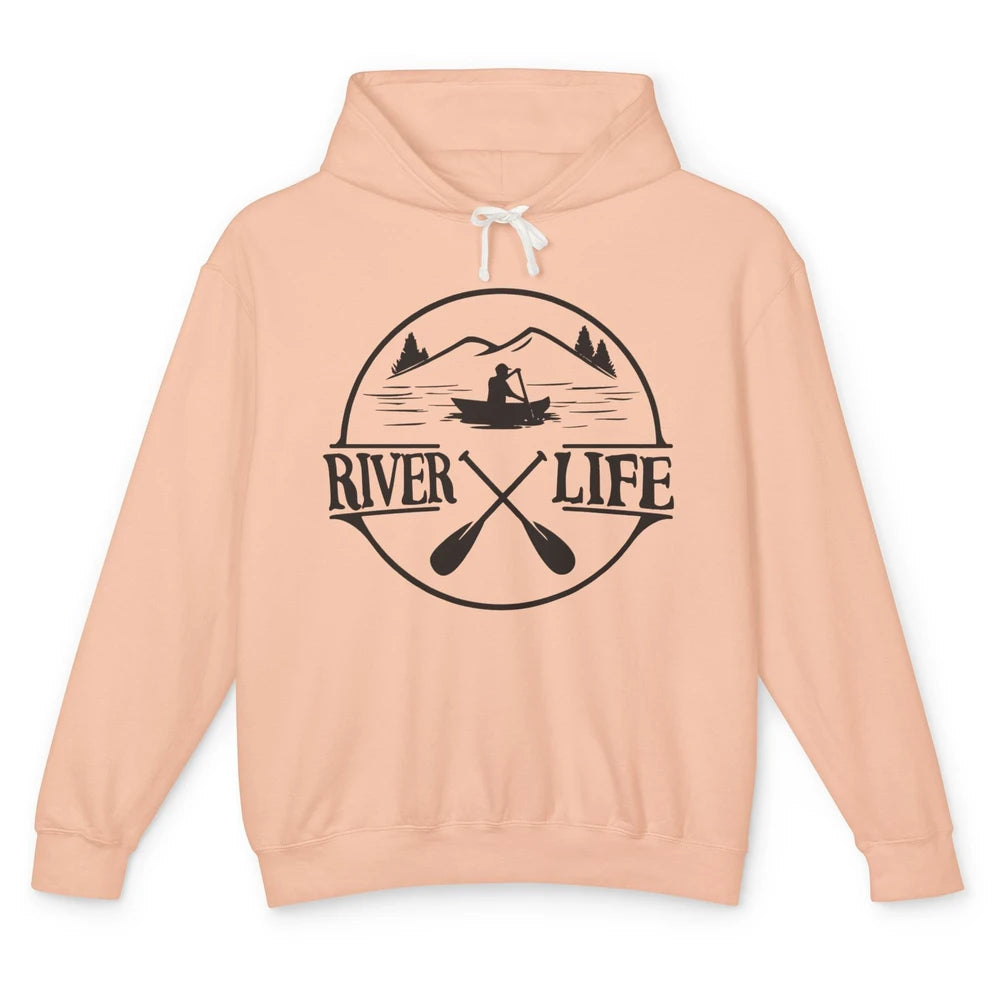 Retro River Life Is Better On The River Kayaking Canoe Unisex Lightweight Hoodie