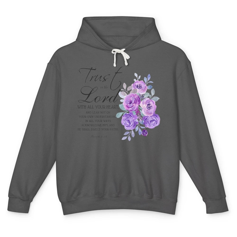 Floral Christian Trust In The Lord With All Heart Religious Unisex Lightweight Hoodie