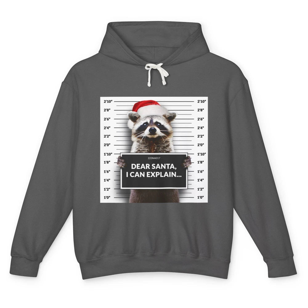 Funny Dear Santa I Can Explain Raccoon Xmas Merry Christmas Unisex Lightweight Hoodie